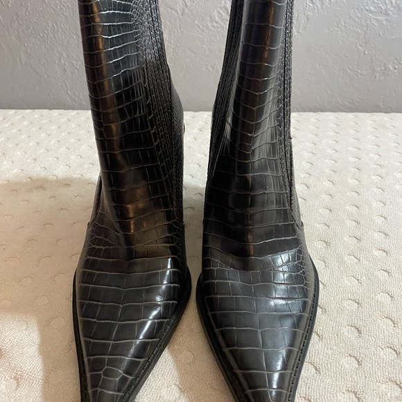 ZARA Reptile Pattern Dark Grey Cowboy Type Boot - Picture 10 of 16